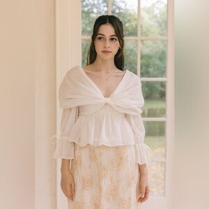 ChouChou Romantic Chic Fairy Babydoll White Blouse , Small